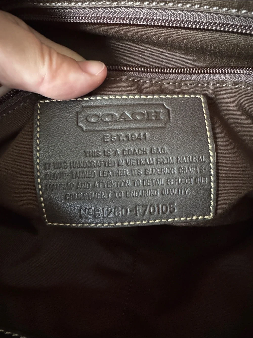 Coach Dark Brown Leather Messenger Bag with Adjustable Strap